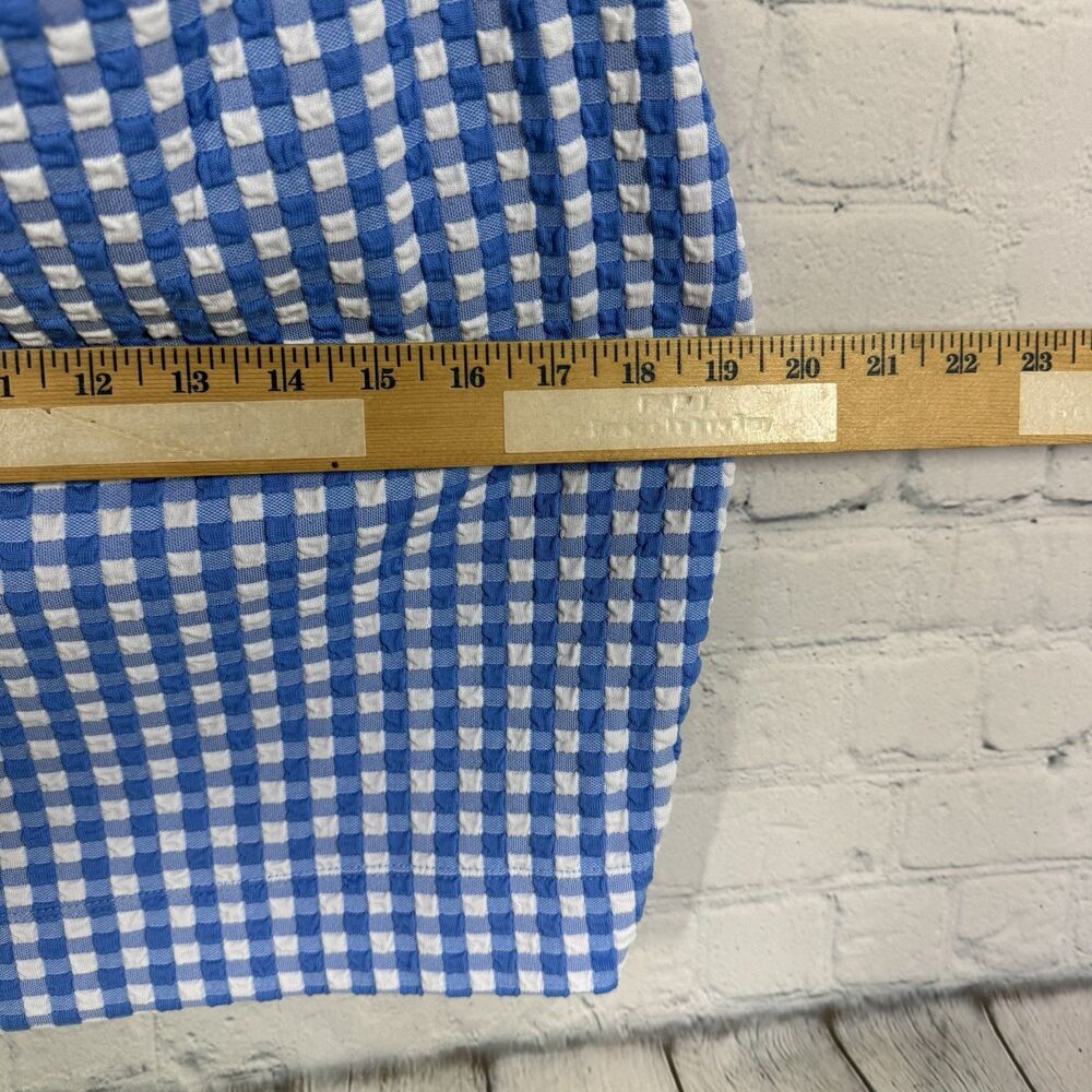 Tanya Taylor Textured Gingham Dress Womens Medium Blue White Check Knit Midi - Picture 7 of 13